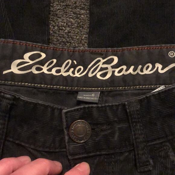 Eddie Bauer Brand Women's Boyfriend Style Relaxed Leg Dark Gray Corduroy Pants 6 - Picture 2 of 5